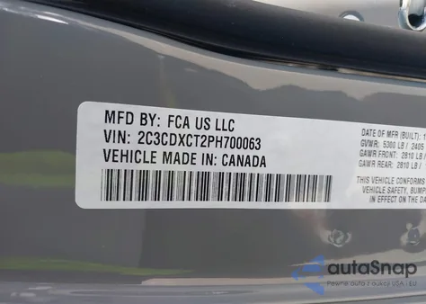 2023 Dodge Charger R/T из США, поврежденный, VIN 2C3CDXCT2PH700063